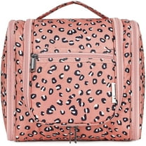 Hanging Travel Toiletry Bag Cosmetic Make up Organizer Cosmetic Bag With Handle,Large,Orange Leopard