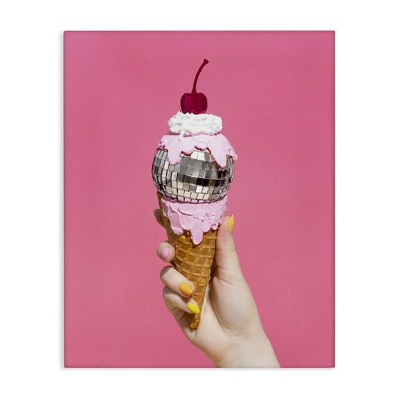 Stupell Industries Glam Disco Ice Cream Food & Beverage Painting Gallery Wrapped Canvas Art Print Wall Art, 36 x 48