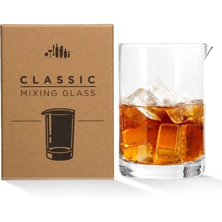 Cocktil Mixing Glss, Clssic Style Enhnced nneled Led-Free Crystl Stirring Pitcher, Thick Weighted Bse for Stble Stirring, 18 Oz Drink Mixer for Crft Cocktils t or Brs