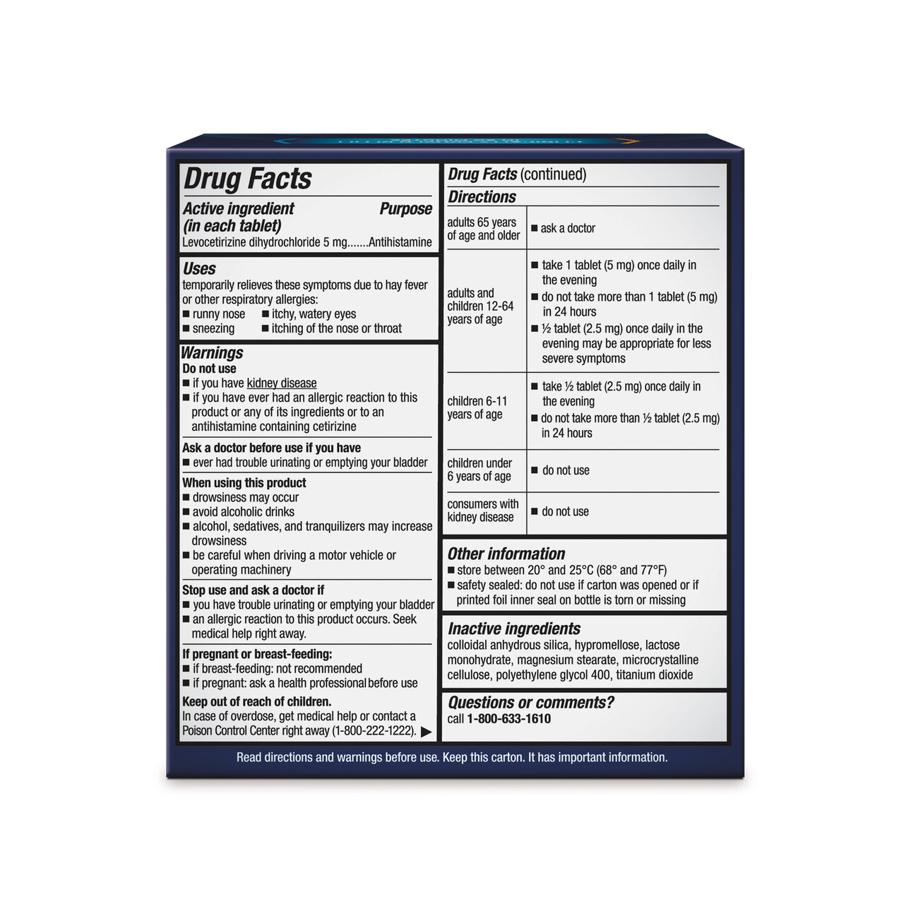 Xyzal 24 Hour Antihistamine Medicine Tablets for Adult Allergy Relief, Levocetirizine, 5 mg, 55 Pills - image 3 of 9