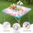 thumbnail image 4 of Colorful Tie Dye Pattern Square Fitted Tablecloth with Elastic Edge,Square Table Cover,Washable Elastic Table Cover for Home Kitchen Party Decor 36"x36", 4 of 6