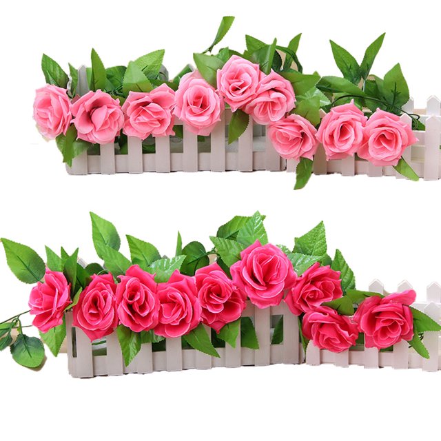 2 piezas de 7,87 pies/pieza de enredadera de rosas artificiales, planta colgante de enredaderas de rosas artificiales para decoración de arreglo de mesa de arco de fiesta de boda