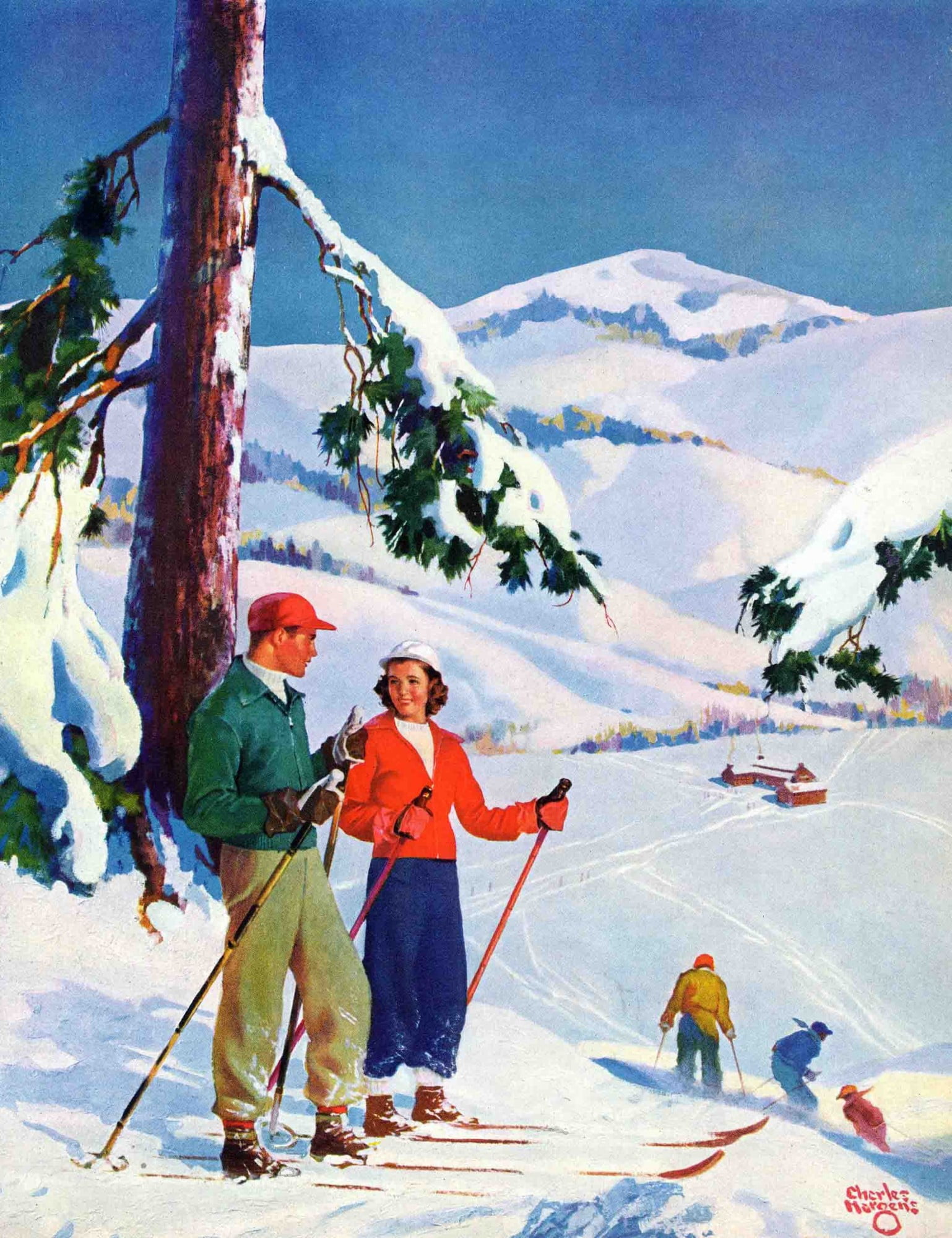 Marmont Hill Ski Break by Charles Hargens Painting Print on Wrapped Canvas