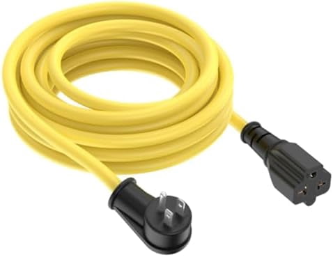 25-FT 12AWG Right-Angle 15 Amp to 20-Amp Extention Cord,90-Degree 15Amp Household Plug to 20Amp Heavy Duty Extention-Cable, Nema 5-15P to 5-20R,5-15P to 6-15R/20R,125V 15A to 20A-Angled Power Cord