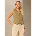thumbnail image 3 of DARING DIVA Women's Tweed Blazer Vest V Neck Casual Business Waistcoat S Brown, 3 of 6