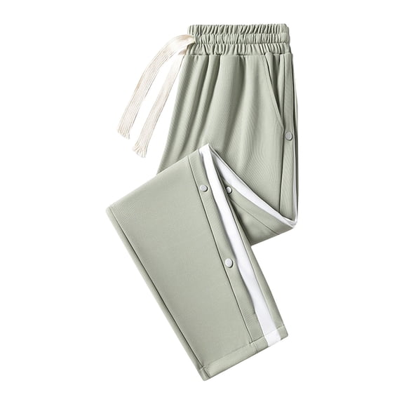 Men's Button Side Split Colorblock Sweatpants Straight Leg Drawstring Outdoor Active Track Pants with Pockets