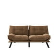 thumbnail image 5 of Futon Sofa Bed with Multiple Angle Adjustable Armrest and Backrest, Convertible Folding 800 lbs Capacity Couch, Guest Bed for Multipurpose Guest Room or Home Office, Brown, 5 of 9