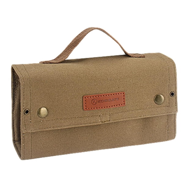 Porta especias portátil Bolsa Cuerda Fijación Lona (Caqui)