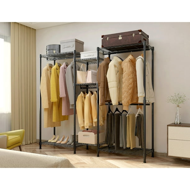 SortWise 5 Tiers Garment Rack, Heavy Duty Clothes Wardrobe Clothing Wire Storage Shelf
