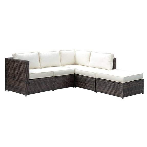 Furniture of America Daley Patio Sectional Set in Brown and Beige