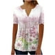 thumbnail image 2 of Puntoco 2024, tops a la moda de verano para mujer, moda de verano para mujer, top Sexy con estampado de pliegues regulares para mujer, top de manga corta con cuello en V y botones, 2 of 3
