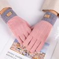 thumbnail image 6 of harmtty Contrasting Color Gloves Winter Gloves Knitted Thick Warm Color Matching Touch Screen Anti-slip Elastic Soft Plush 1 Pair Unisex Pink, 6 of 8