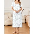 thumbnail image 2 of Avidlove Long Nightgowns for Women Henley Floral Ladies Gowns Short Sleeve Btton Neck Nightdress House Dress Sleepwear with Pockets, 2 of 8
