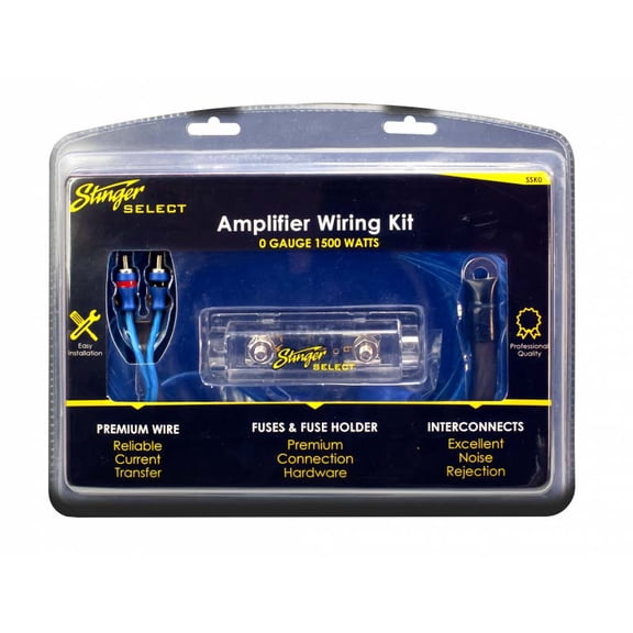 Stinger Select 0-Gauge Wiring Kit with Ultra-Flexible CCA Cables for Car Electronics Installation