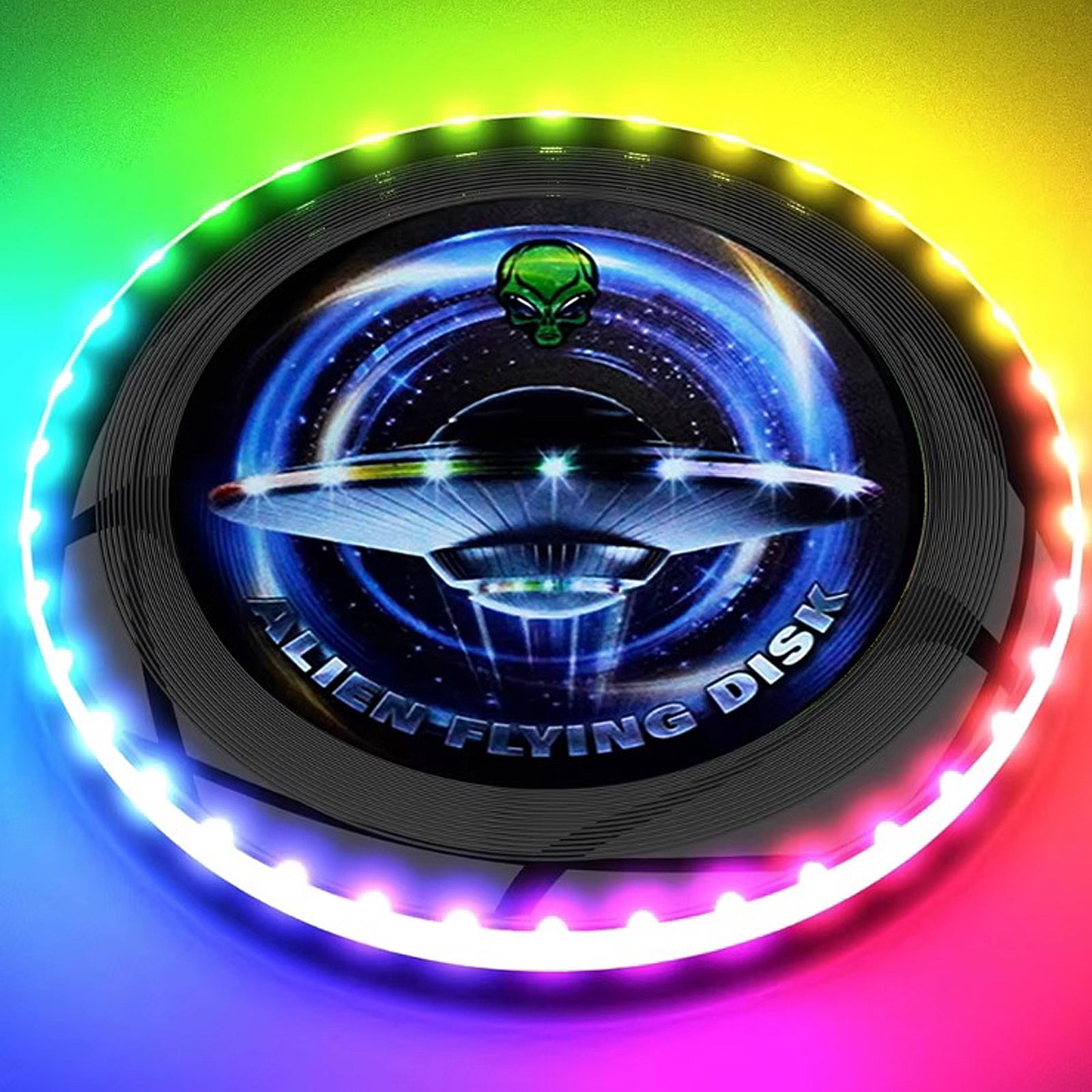 Notus Flying Ring 175g Ultimate Frisbee with 38 LED or 360 LEDs – Million Colors RGB Rechargeable Flying Disc, 12 Lighting Modes, Waterproof Outdoor Sports Game, Night play & backyard Fun Black