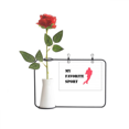 thumbnail image 1 of Equilibrado como deportes Fitness Rugby Botella de decoración de jarrones colgantes de flores rosas artificiales, 1 of 3