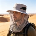 thumbnail image 4 of Fisherman Hat with Netting, Lightweight Sun-Protective Hat, for Outdoor Fishing Hiking Camping, for Men & Women, Gray, 4 of 6