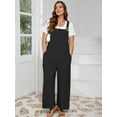 thumbnail image 6 of SHOWMALL Women’s Plus Jumpsuits Summer Boho Casual Wide Leg Overalls Black 3X Baggy Rompers with Pocket, 6 of 7