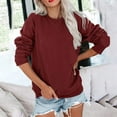 thumbnail image 2 of Dezsed Women's Oversized Sweatshirt Fashion Solid Casual Loose Round-Neck Long Sleeve Pocket Pullover Tops Blouse Wine L, 2 of 5