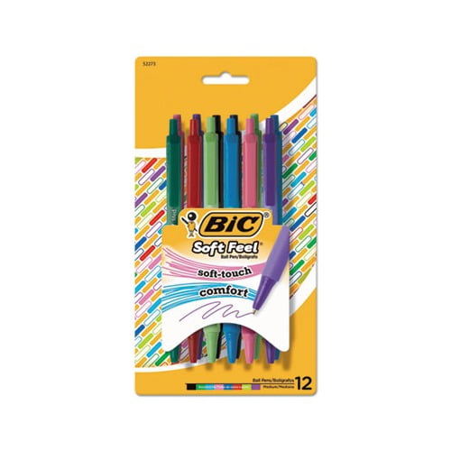 Soft Feel Retractable Ballpoint Pen Medium 1mm, Assorted Ink/Barrel, Dozen