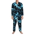 thumbnail image 3 of Honeii Lightning Pattern Mens Pajamas Set,2pcs Men's Lounge Long Sleeve Sleep Shirt and Pajama Bottoms Sleepwear Set,Mens Pjs Sets-Large, 3 of 7