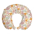thumbnail image 1 of Floral Travel Pillow Neck Rest, Rhythmic Summer Nature Flowers Leaves Fox Forest Trees Print on Plain Backdrop, Memory Foam Traveling Accessory Airplane and Car, 12", Multicolor, by Ambesonne, 1 of 2