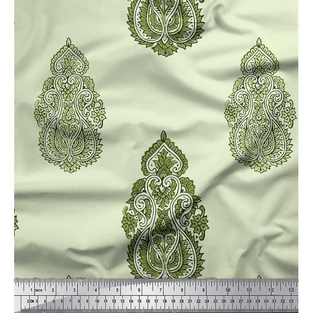 Soimoi Tissu Satin Modal Floral & Paisley Imprimé Bloc au Mètre 42 Pouces de Large