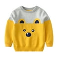thumbnail image 2 of Staki Kids Bow Sweater Toddler Knit Sweater Cotton Long Sleeve Crewneck Thick Sweater for Boys (Yellow,2-3 Years), 2 of 4