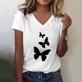 thumbnail image 2 of Womens Shirts Summer Fashion Casual V Neck Butterfly Print Top Short Sleeve T Shirt Womens Tops, 2 of 4
