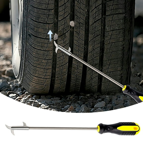 Car Tire Cleaning Hook Tool | Deep Tread Notch Cleaner | Sturdy Plastic & Stainless Steel 30.5cm | Non-Slip Ergonomic Grip | Removes Mud, Debris, Dirt | Multipurpose Auto Detailing Accessory