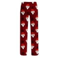thumbnail image 4 of Lumtrix Christmas Pajama Pants Women Soft Comfy Pants Sleep Bottom Casual Xmas Snowman Printed Long Pj Bottoms Wine 2XL, 4 of 6