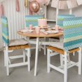 thumbnail image 4 of Geometric Bohemia Dining Chair Back Cover Only, Stripes Green Blue and Turquoise Set of 8 Chair Back Covers, Removable Washable for Dining Room, Banquet & Holiday Decoration, 4 of 9