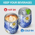 thumbnail image 4 of 12oz Stemless Wine Tumblers Blue Daisy Flower Lightblue Petals Pattern Vacuum Insulated Stainless Steel Travel Tumbler Cups Mug with Lid and Straw for Champaign,Cocktail,Beer with Cleaning Brush, 4 of 5
