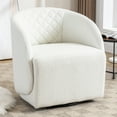 thumbnail image 2 of Swivel Chair Teddy Fabric Solid Wood Frame Comfy Accent Sofa Chair Corner Chairs For Living Room Bedroom Hotel Office, 2 of 9