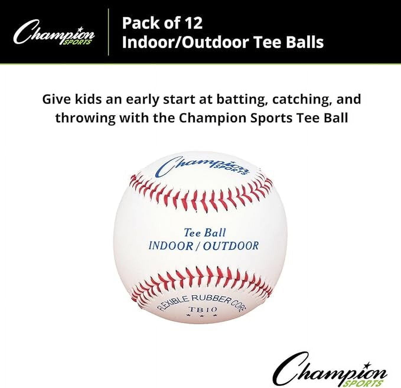 Champion Sports Syntex Leather Cover Indoor/Outdoor Tee Balls - Safety Sponge Core - Pack of 12