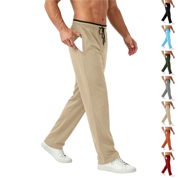 JTSRKL Mens Cooling Jogger Pants Fast Dry Drawstring Elastic Waist Side Pockets Pants Breathable Mesh Lightweight Stretch Summer Athletic Bottoms