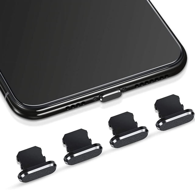 4 tapones antipolvo para puerto de carga, carcasa suave y delgada, para 13/12/11 (negro)