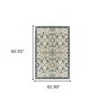 thumbnail image 4 of 5' X 8' Ivory Navy And Gold Oriental Power Loom Stain Resistant Area Rug, 4 of 8