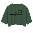 thumbnail image 5 of MIXUE Summer Heart Print Crew Neck Short Sleeve Fashion Casual Tshirts Activewear,Green,S, 5 of 5