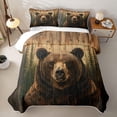 thumbnail image 2 of Castle Fairy Plank Brown Bear Bed Spread Queen for Teens,Misty Pine Grove Queen Coverlet Set,Brown Olive Cream, 2 of 7