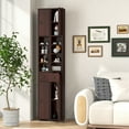 thumbnail image 2 of Gymax Tall Slim Bathroom Storage Cabinet Linen Tower w/Drawer Adjustable Shelves Brown, 2 of 10