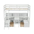 thumbnail image 6 of Euroco Modern Wood Twin Size Loft Bed with Desk and Drawers, Storage Shelf and Bench for Kids Teens, White, 6 of 6