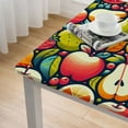 thumbnail image 4 of BANET  Fruit square Tablecloth, Colorful Cartoon Apples and Pears Along Small Leaves Pattern in Geometric Design, Circle Table Cloth Cover for Dining Room Kitchen Decoration, Multicolor White, 4 of 7