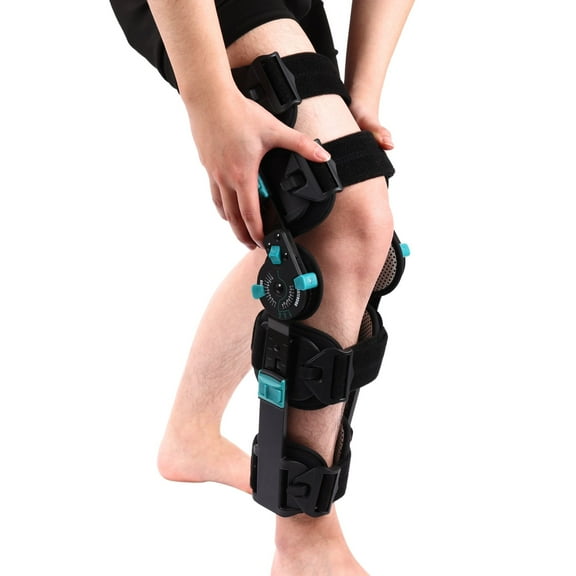 Hinged ROM Knee Brace - Carbon Fiber Post Op Knee Immobilizer Lightweight Adjustable Leg Braces Medical Orthopedic Support for ACL, PCL, MCL Injury & After Surgery for Women & Men