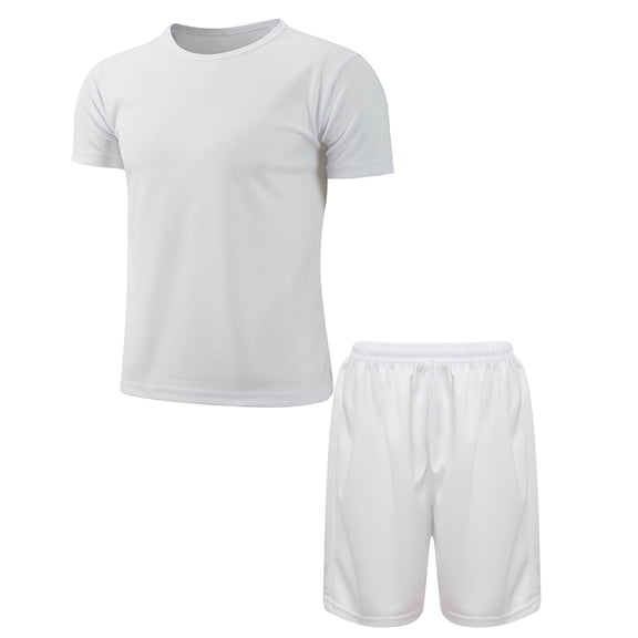 JanJean Kids Boys Workout Outfit Football Jersey Basketball Tee Shirts with Mesh Shorts Soccer White 24