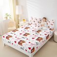thumbnail image 4 of spefrowx Cute Highland Cow Print Bed Sheets for Girls, Pink Bow Love Heart Full Size Sheets, 4-Piece, 1 Flat Sheet, 1 Fitted Sheet and 2 Pillowcases, 4 of 6