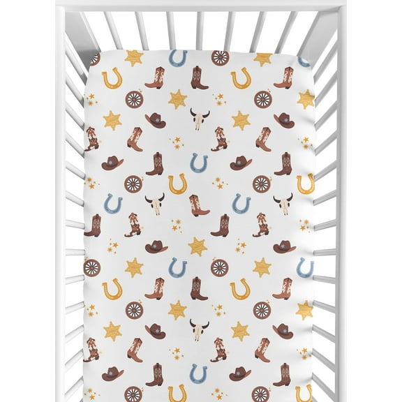 Sweet Jojo Designs Blue Wild West Cowboy Boy Fitted Crib Sheet