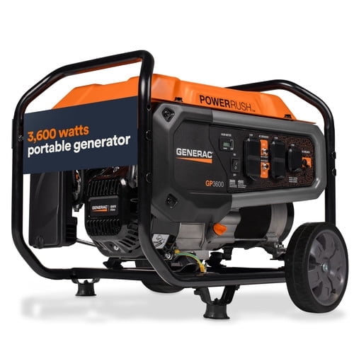 Generac 4,500 Starting Watt Portable Gas Generator - Home Backup or RV Ready - Heavy Duty Frame - Quiet, Long Runtime, Emergency Power- 49-State Compliant