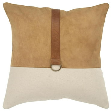 Rizzy Home Throw Pillow T14785 Transitional Neutral Color Block 20" x 20" Square, Poly Filled