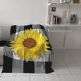 thumbnail image 4 of Sunflower Blanket Super Soft Flannel Fleece Throw Blankets Fall Farm Flower Black White Buffalo Plaid Blanket Lightweight Cozy Warm Fuzzy Plush Microfiber Blankets for Couch Bed Sofa 40x50inch, 4 of 6